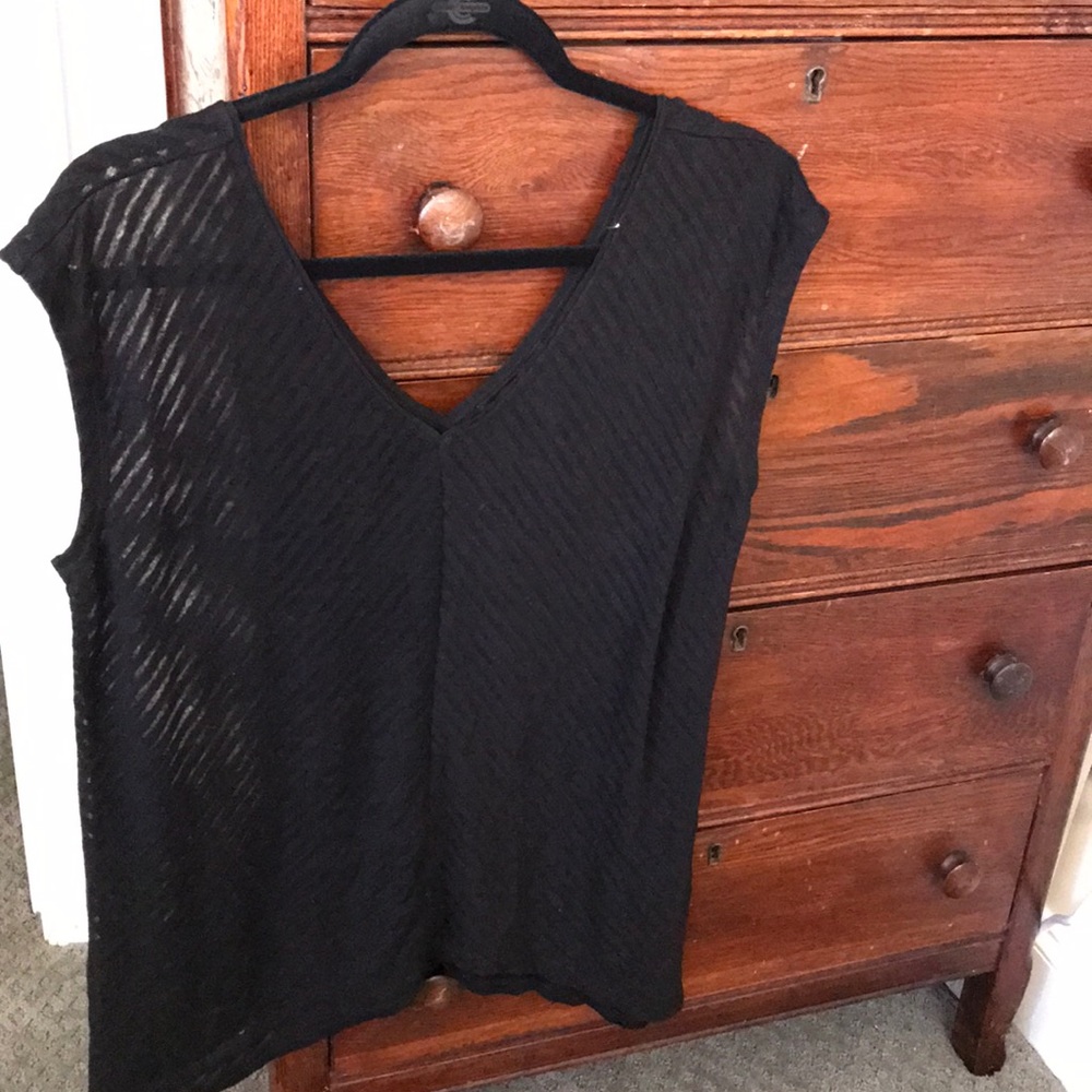 WHBM black mesh stripped see through